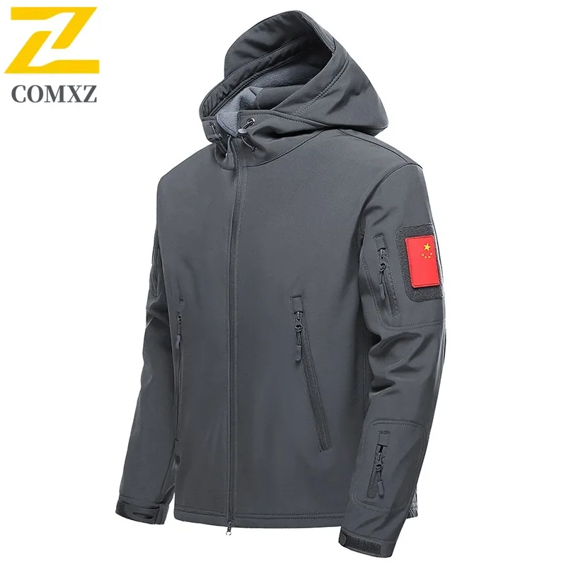 Men's Camo Fleece Lined Softshell Jacket Windproof Thermal Outdoor Coat for Hiking Hunting Tactical Military Style Windbreaker