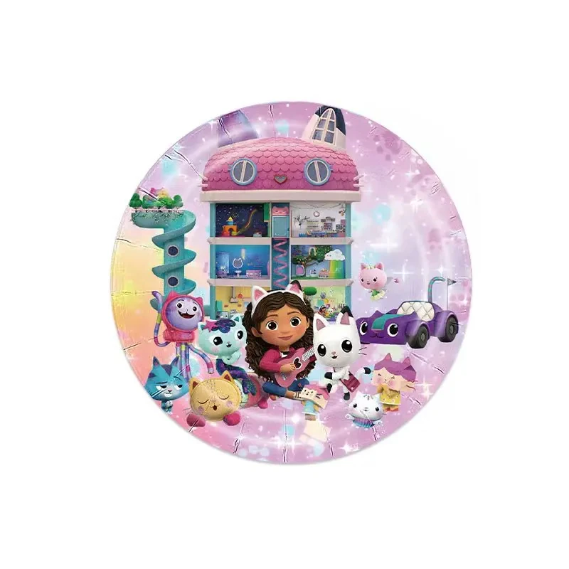 Gabby Dollhouse Cats Party Decorations Theme Disposable Party Dinnerware Set Balloons Reusable Straw Baby Shower birthday tableware set,birthday party supplies,party supplies
