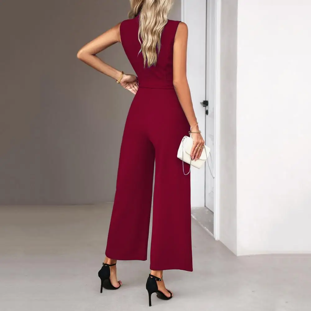 

Женский Повседневный комбинезон с V-образным вырезом и широкими штанинами