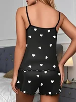 5 Size Choose S M L XL 2XLWomen's Two-Piece Suspender Heart Printed Top and Shorts Women's Casual Printed Pajama Set - Image 2