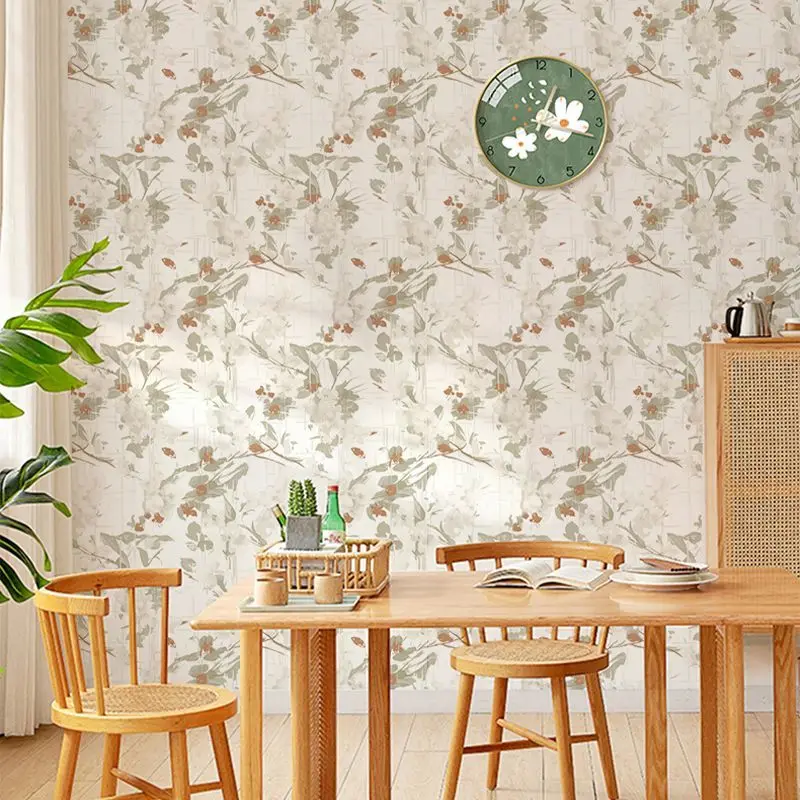 

Watercolor Floral Wallpapers Bedroom Retro Peel and Stick PVC Wall Decor Flower Self-adhesive Vinyl Furniture Cabinet Sticker