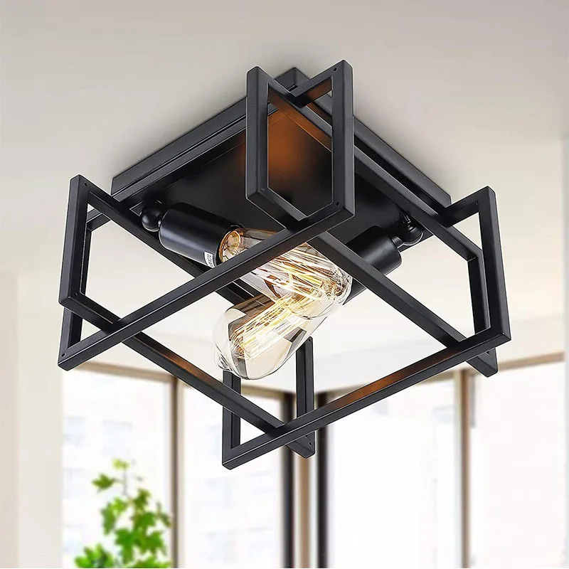 

Retro Industrial Style Ceiling Lamp Gallery Dining Room Kitchen Bedroom Balcony Entryway Home Decor Ceiling Light Iron Fixture