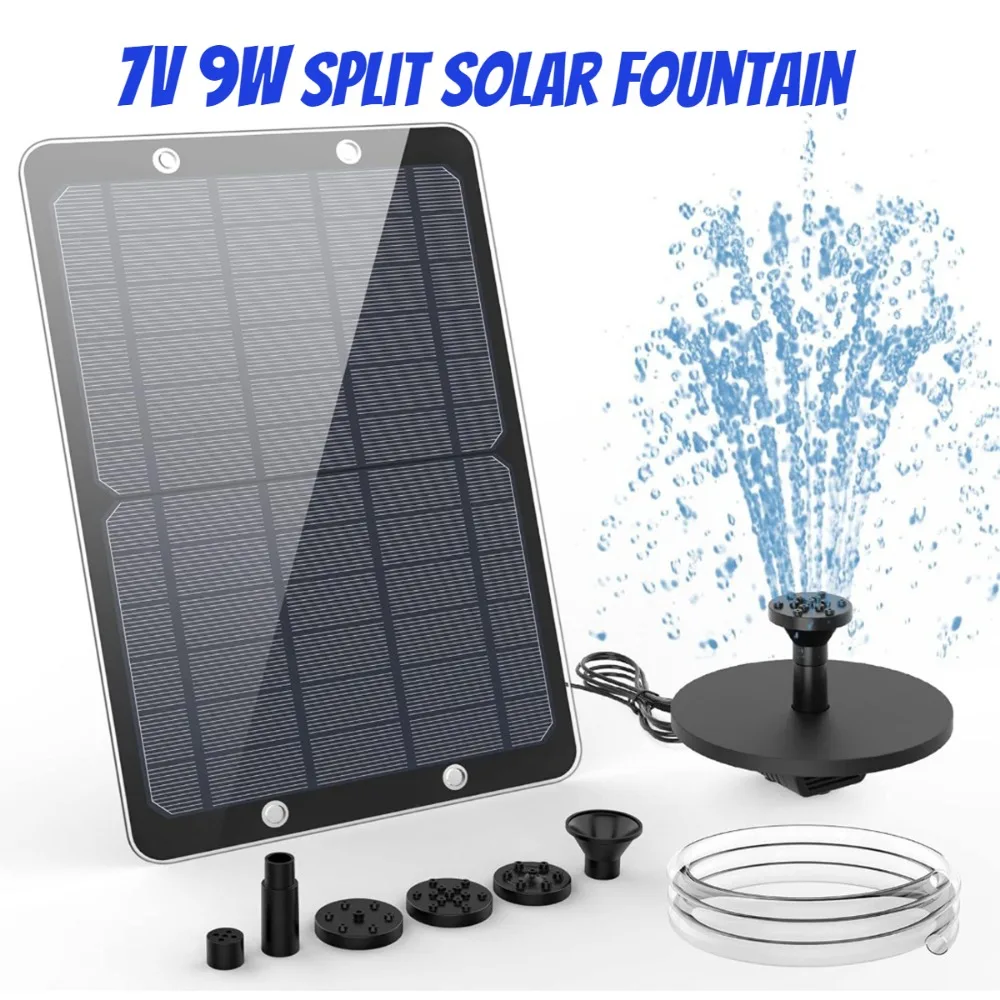 Outdoor solar fountain solar fountain pump solar water pump 9W 7V Water Pump with Multiple Nozzles DIY Spray Style High-efficiency Solar Panel Bird Bath Fountain