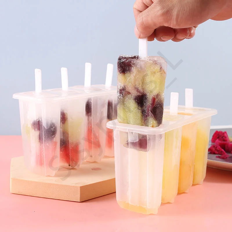 1-20Pcs 4 Gird DIY Ice Cream Molds Reusable Children's Creative Popsicle Mold Kitchen Tools