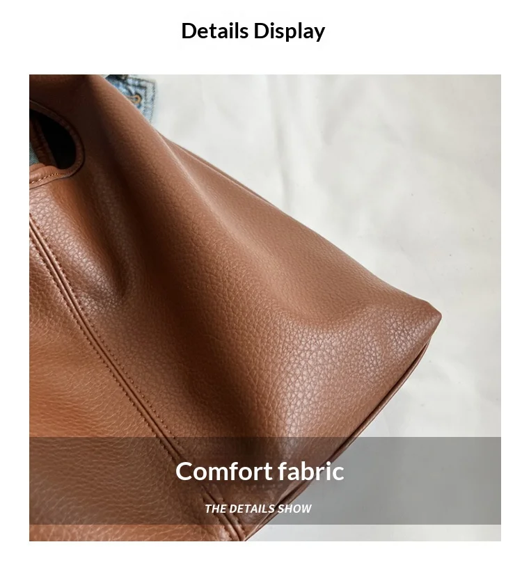 Damen-Schultertasche aus weichem PU-Leder, große Kapazität, einfache Pendler-Handtasche, vielseitige Outdoor-Tragetasche – Detail 2