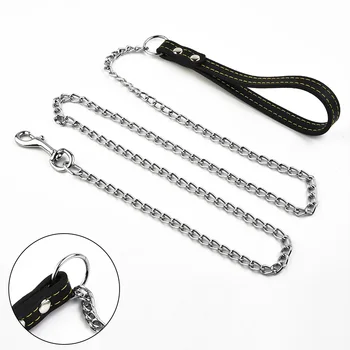 Metal Chain Dog Leash with Handle 1