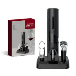 Electric Wine and Bottle Opener with Foil Cutter - Automatic Corkscrew and Beer Opener (With stand battery)