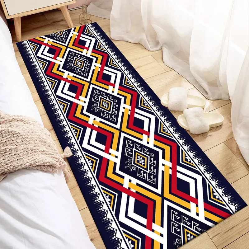 Bohemian Style Flannel Kitchen Mat Entrance Doormat Living Room Bedroom Floor Long Carpet Hallway Bathroom Anti-Slip Rug floor mat