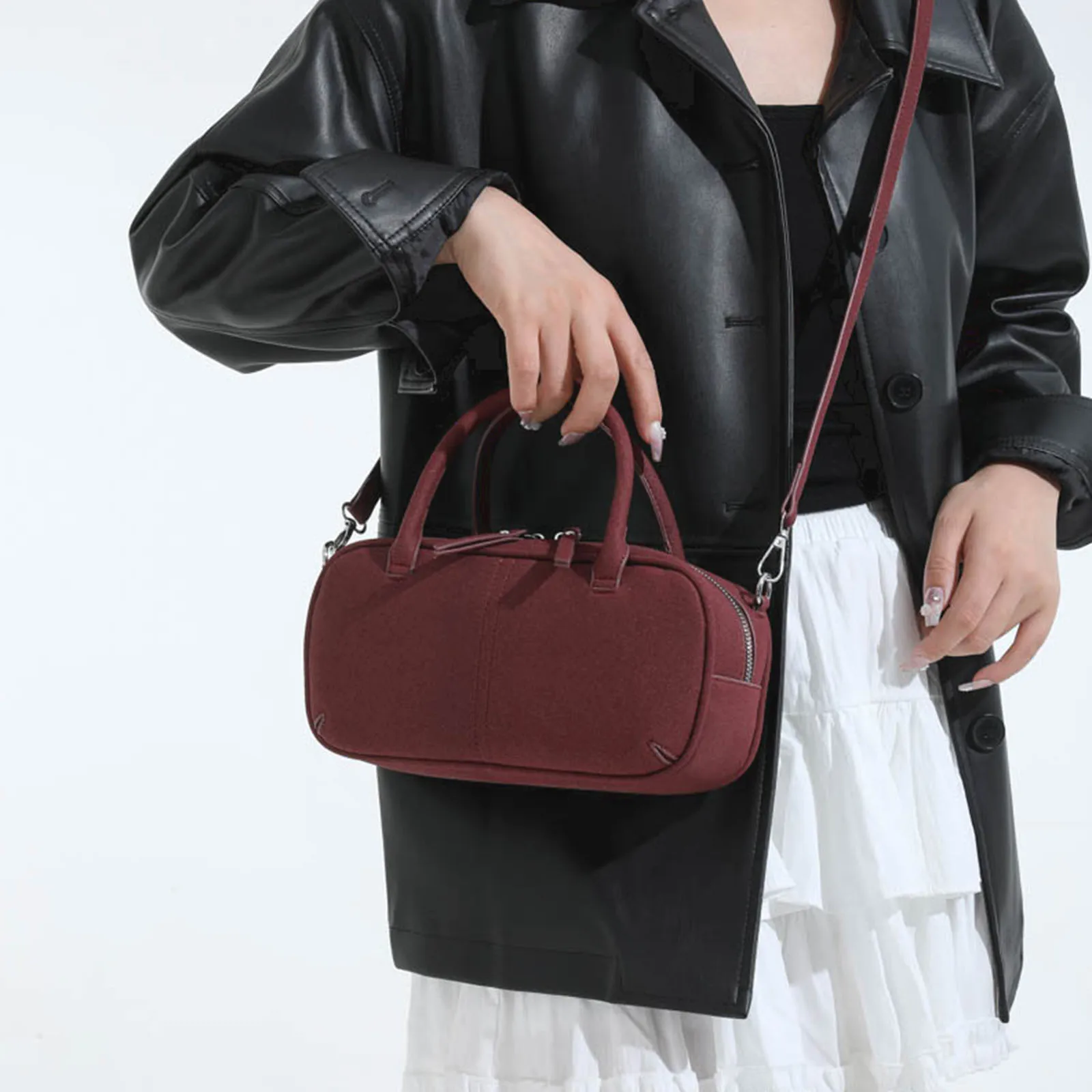 PU Leather Frosted Small Square Bag Solid Color Trendy Crossbody Bag Large Capacity Versatile Sling Bag Travel Shopping Handbag