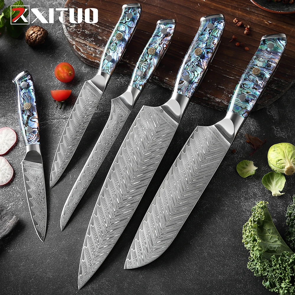 XITUO Damascus Steel Kitchen Knife Set 1-5 PCS
