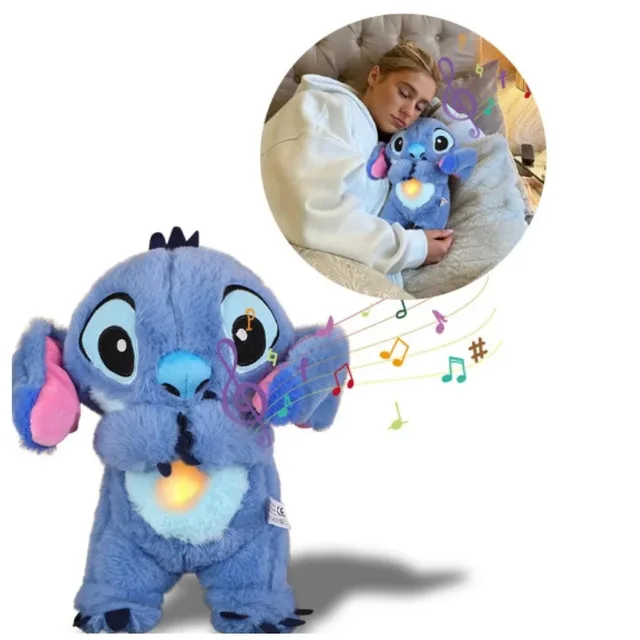 Stitch Doll Toys Baby Breathing Bear Plush Soothing Doll Soothing Music Sleeping Companion Sound And Light Plush Toys Kids Gift 1