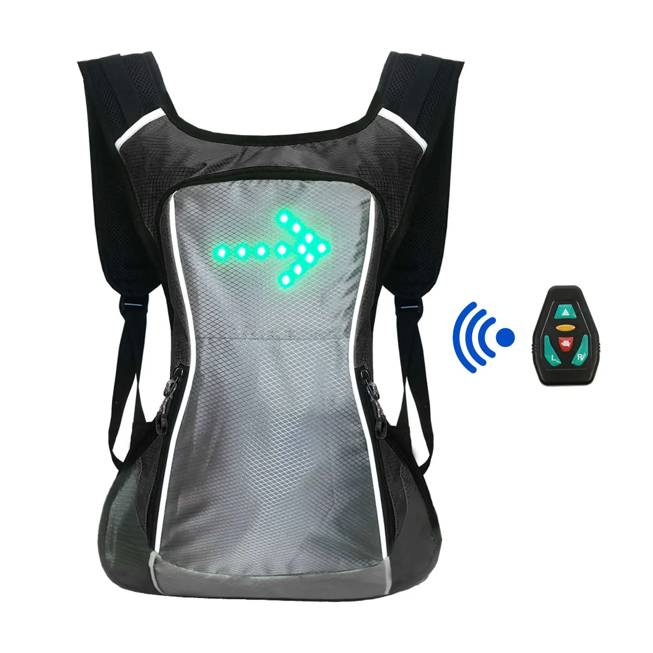 Remote Control Lightweight LED Signal Light Backpack Warning Light Cycling Bag Reflective Turn Signal Outdoor Sport Safety Bag