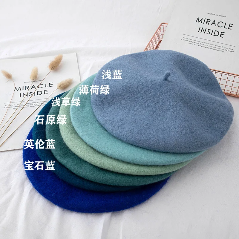 

2023 Hat Retro British Wool Beret Thickened Japanese Painter's Hat Korean Version All-match Pumpkin Hat Female