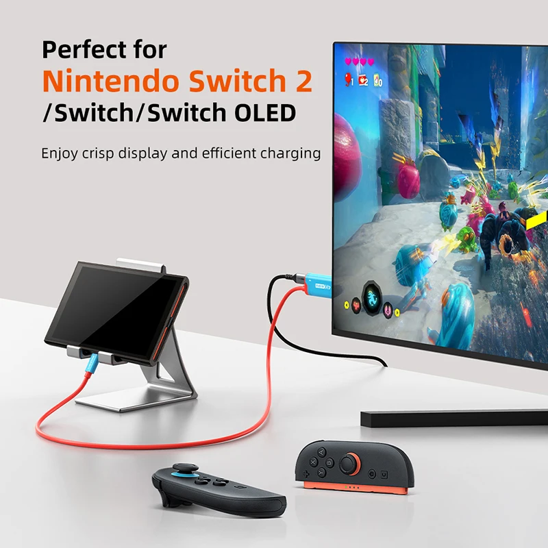 CABLETIME PD 100W USB C-HDMI 케이블 4K@144Hz 타입 C-HDMI 케이블 어댑터 스위치 2/1용 완벽한 닌텐도 스위치/OLED