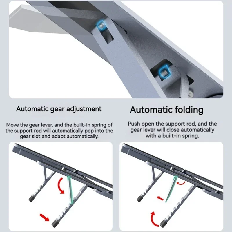 노트북 스탠드 및 USB C 도킹 스테이션, 접이식 2 in 1 멀티 포트 USB C 허브, 10-17인치 조절 가능한 노트북 태블릿 홀더