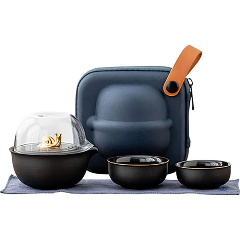 Porcelain Gaiwan Tea Set, Teapot Infuser, Kung Fu Travel, Office, Household Chinese Tea Ceremony Set, 1 Pot, 2 Cup