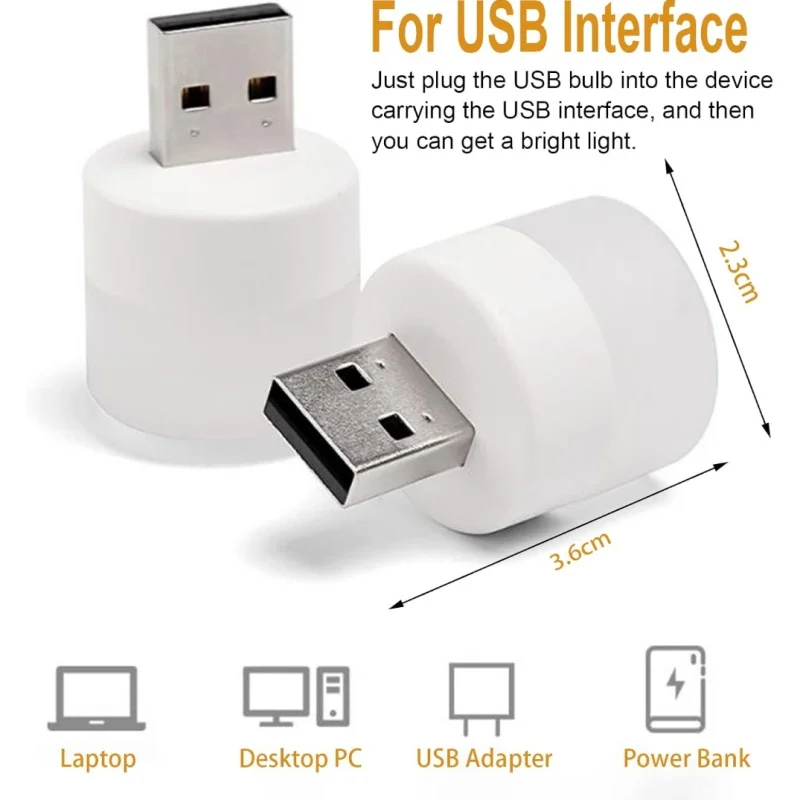 USB Night Light Mini LED Night Light USB Plug Lamp Power Bank Charging Book Lights Small Round Reading mini led night light