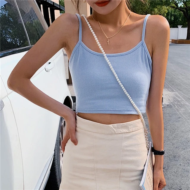 Crop Top Short Cami Tank Tops Female  Crop Tops Solid Summer Camis - Women  Casual - Aliexpress