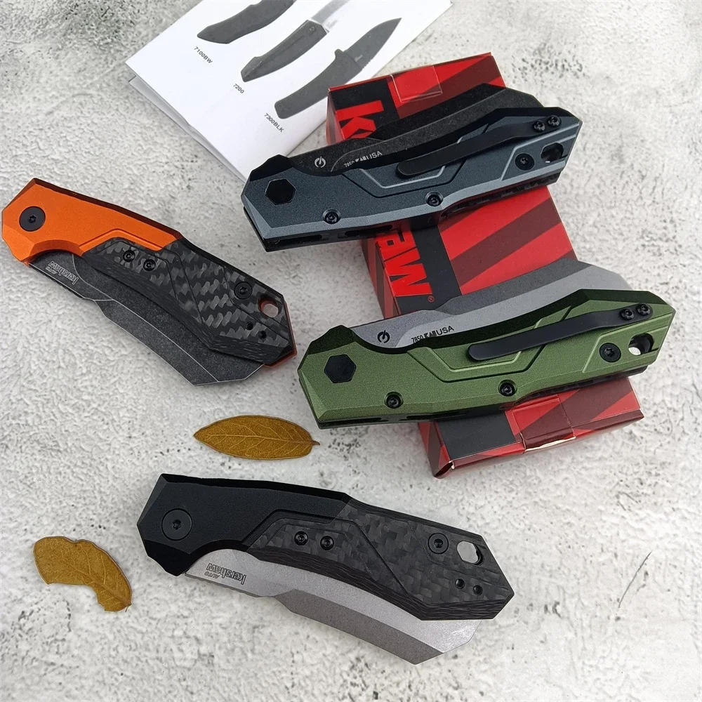 

EDC Pocket Knives Kershaw Launch 14 AU / TO Folding Knife - 3.375" BlackWashed D2 Cleaver Blade Aluminum Handles Outdoor Camping