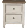 2 Drawer Nightstand Stand w/Charging Station, Antique White Nightstand 1