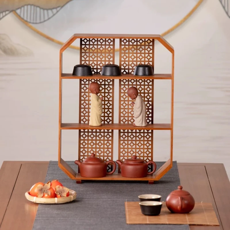 Bamboo Bo Gu Rack Tea Pot Tea Set Storage Lattice Rack Tea Table Shelf Wall Mounted Display Stand 6