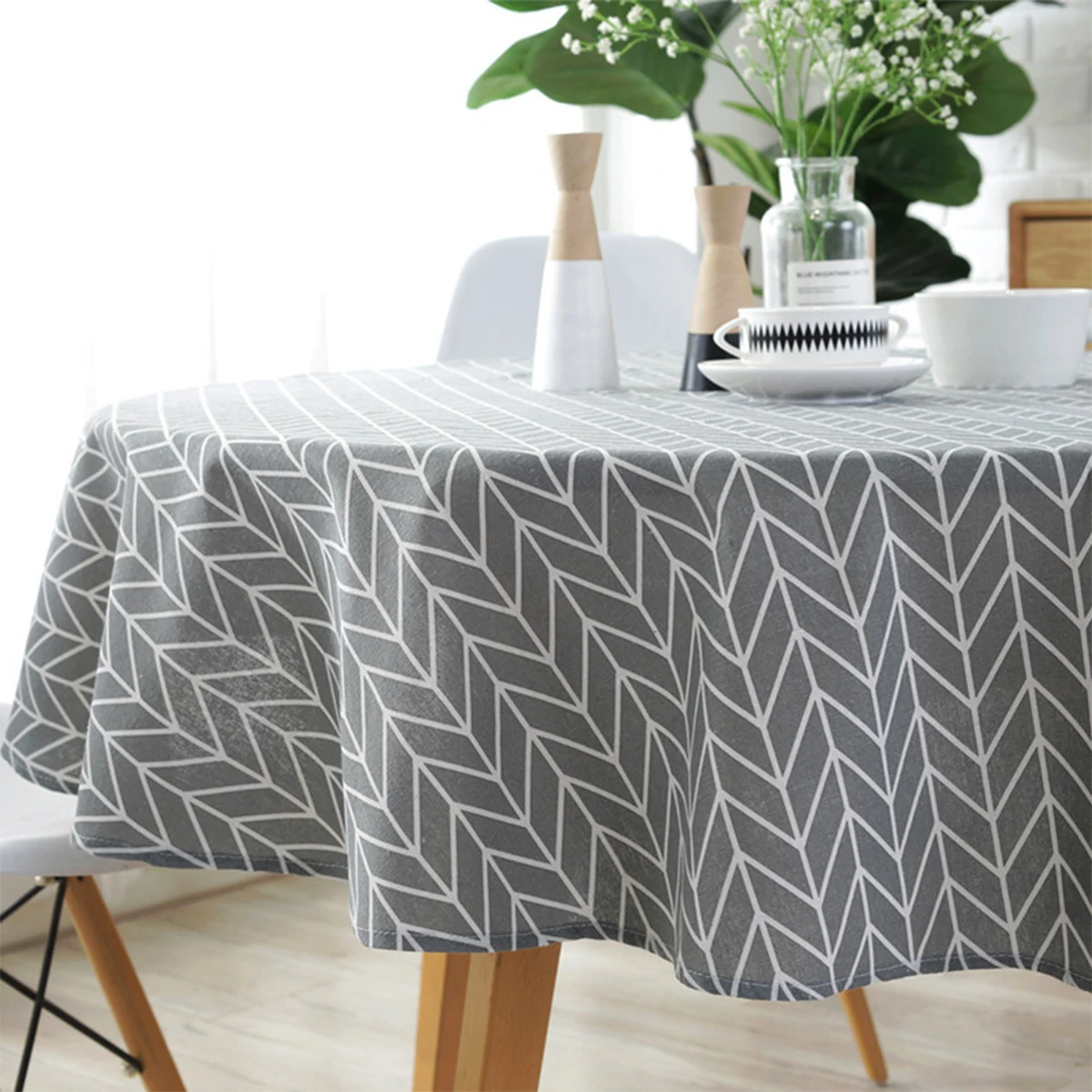 Round Tablecloth Dining Room Table Cover Decorative 47''/59''/39'' Cotton Blend+Linen Washable Table Cloth for Outdoor Indoor