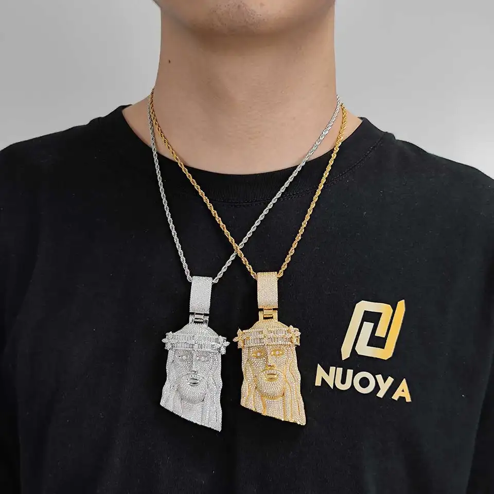 Jesusクラウンネックレス新しい大きなシルバーカラーIced Outペンダント30インチネックレス8?mmキューバスタイルチェーン 並行輸入 Jesusクラウンネックレス新しい大きなシルバーカラーIced Outペンダント30インチネックレス8?mmキューバスタイルチェーン 並行輸入