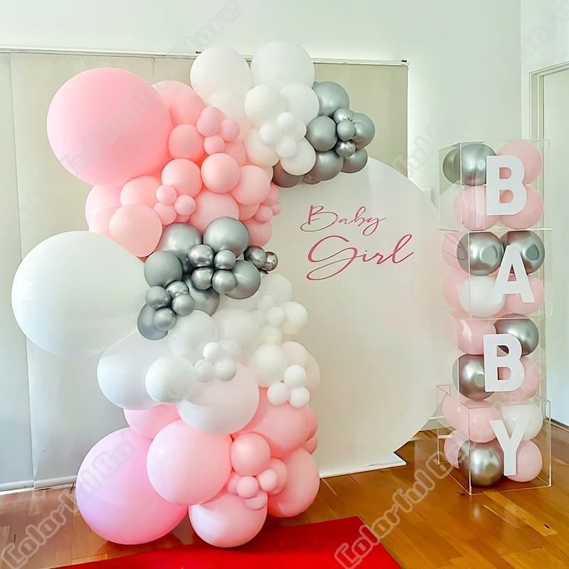 

Maca Pink Sliver Latex Balloon Arch Kits Matte Balloon Wedding Birthday Party Baby Shower Backdrop Event Celebration Decoration
