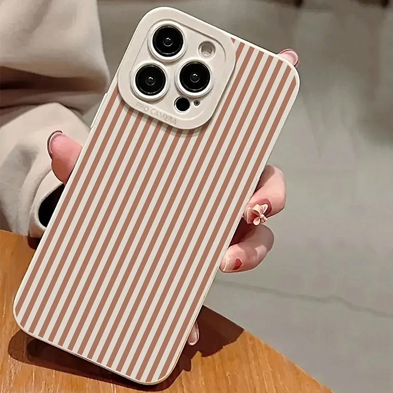 Pink Striped Painted Anti-Drop Phone Case Cover