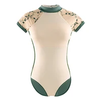 Ballet Leotards For Women Embroidery Mesh Adult Leotard Stand Collar with Hidden buckle Dance Wear V Shape Ballet Leotard - Image 5