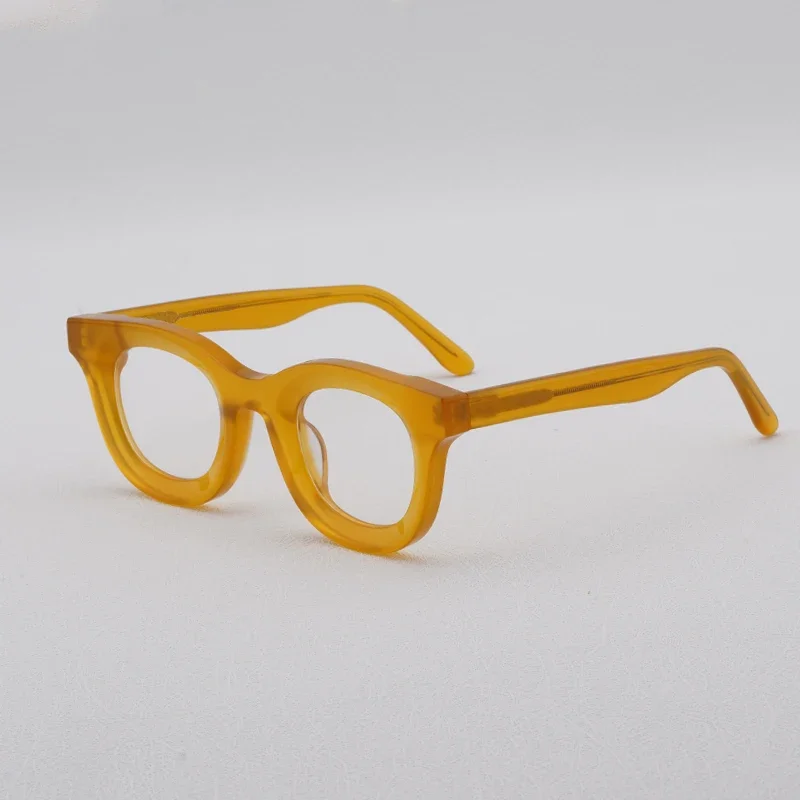 

Толстая ацетатная оправа для очков, мужские круглые очки в стиле ретро для женщин, очки с прозрачными линзами по рецепту, ацетатные оправы для очков