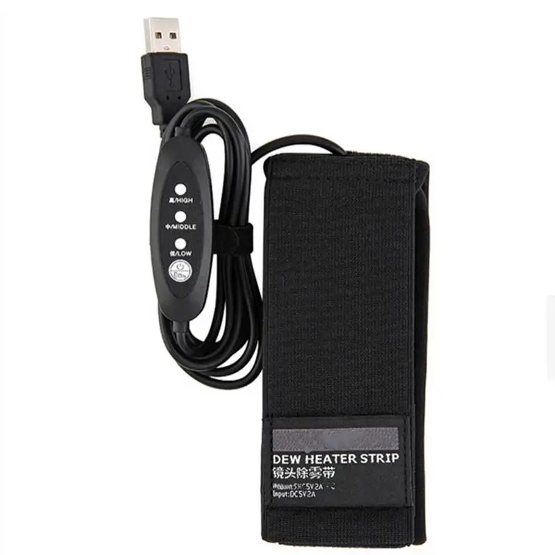 DSLR 카메라 렌즈 이슬 히터 스트립, 망원경 및 카메라 렌즈용 USB 렌즈 워머, 온도 제어 이슬 히터
