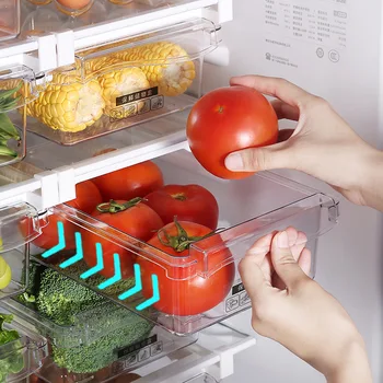 Kitchen Storage Box Fruit Vegetable Preservation Organizer Transparent Egg Container Under-shelf Refrigerator Drawer 1