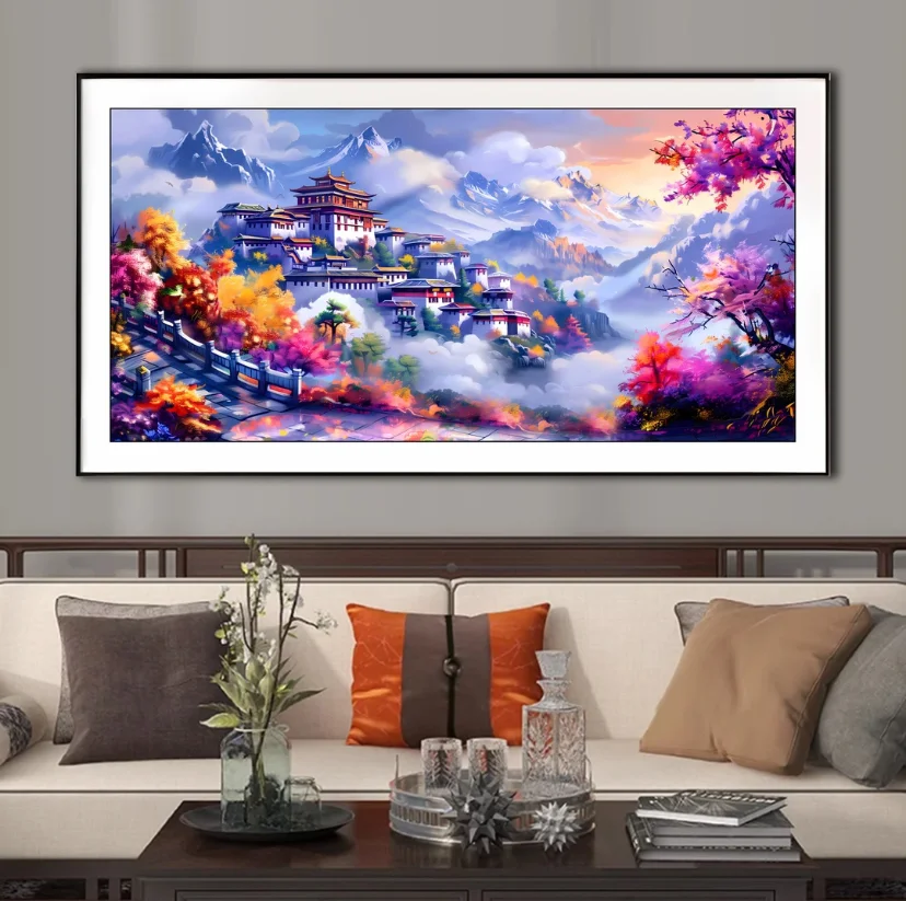 9ct 113x55cm Beautiful Scenery Embroidery DIY Chinese Style Printed Kits Cross Stitch Needlework Set Home Decor Crafts