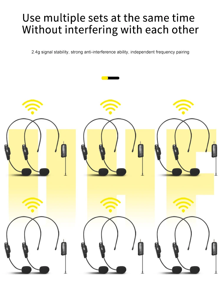 HRIDZ 2.4G Head Mounted Wireless Lavalier Microphone Set Transmitter with Receiver