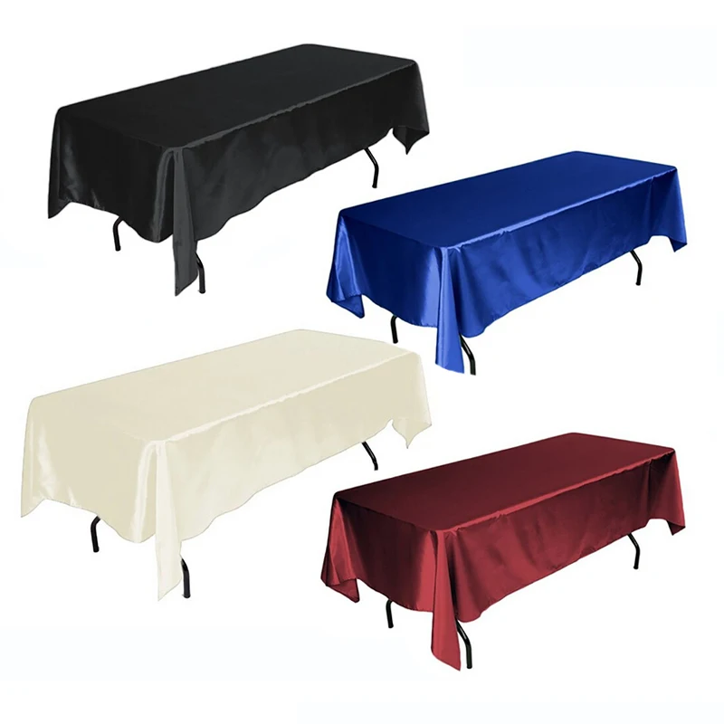 Rectangle Satin Tablecloth Wedding Christmas Baby Shower Birthday Events Banquet Table Cloth Overlays Decor Home Dining Table