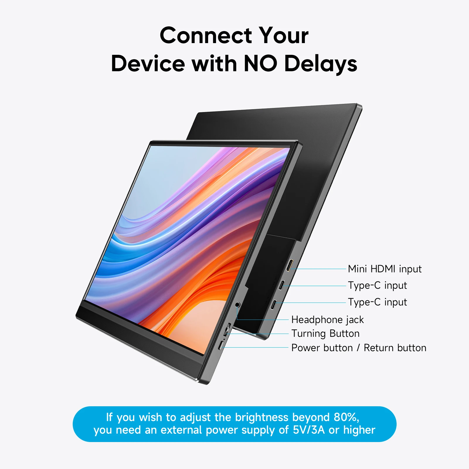 موسع شاشة خارجي 15.6 بوصة للهاتف المحمول، مفتاح تو...