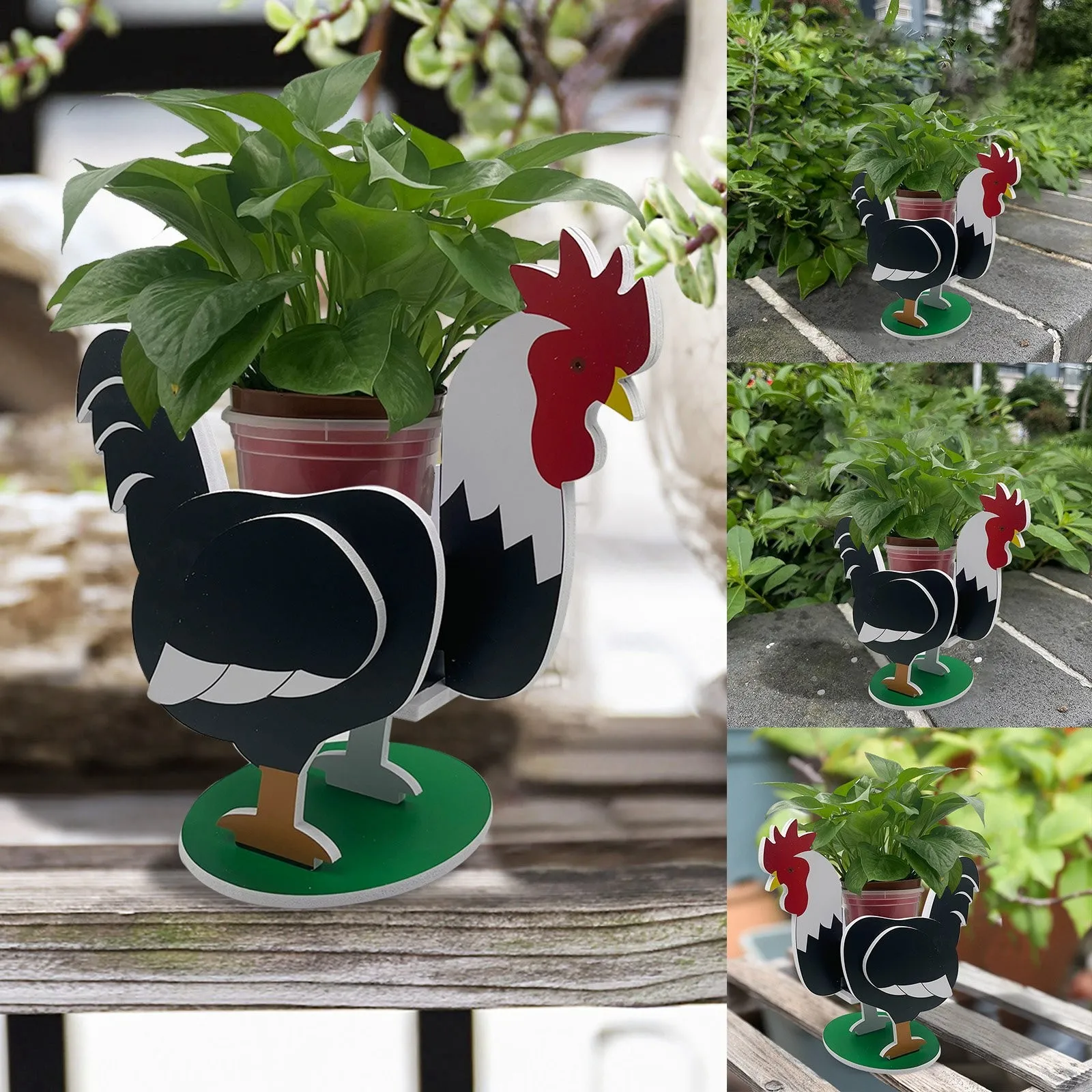 

Garden Rooster Cute Animal Flower Pot PVC Flower Pot Storage Container Rooster Flower Pot Garden Large Flower For Outdoor Plants