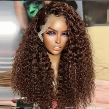 Deep Wave Frontal Wig 13x4 13x6 Hd Lace 30 Inch Chocolate Brown Curly Lace Front Human Hair Water Wave Brazilian Wigs For Women 1