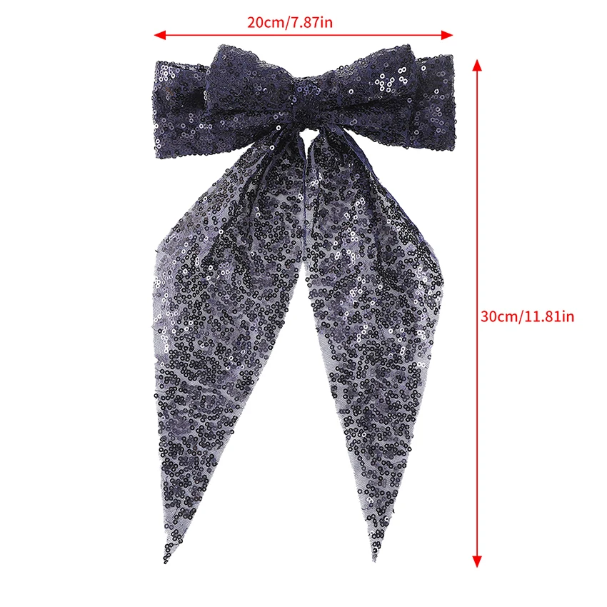 Glitter Sequin Bow Hair Clip Large Double Layer Lace Fashion Barrette Alloy Spring Bottom Clip Hair Bow Women Hair Accessories