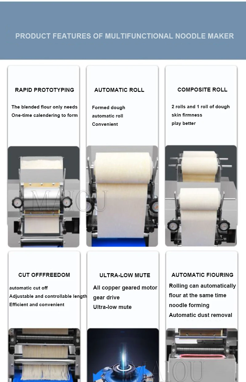 Description Picture 4 of itemElectric Dough Roller Stainless Steel Desktop Pasta Commercial Household Maker Noodle Press Machine Full Automatic