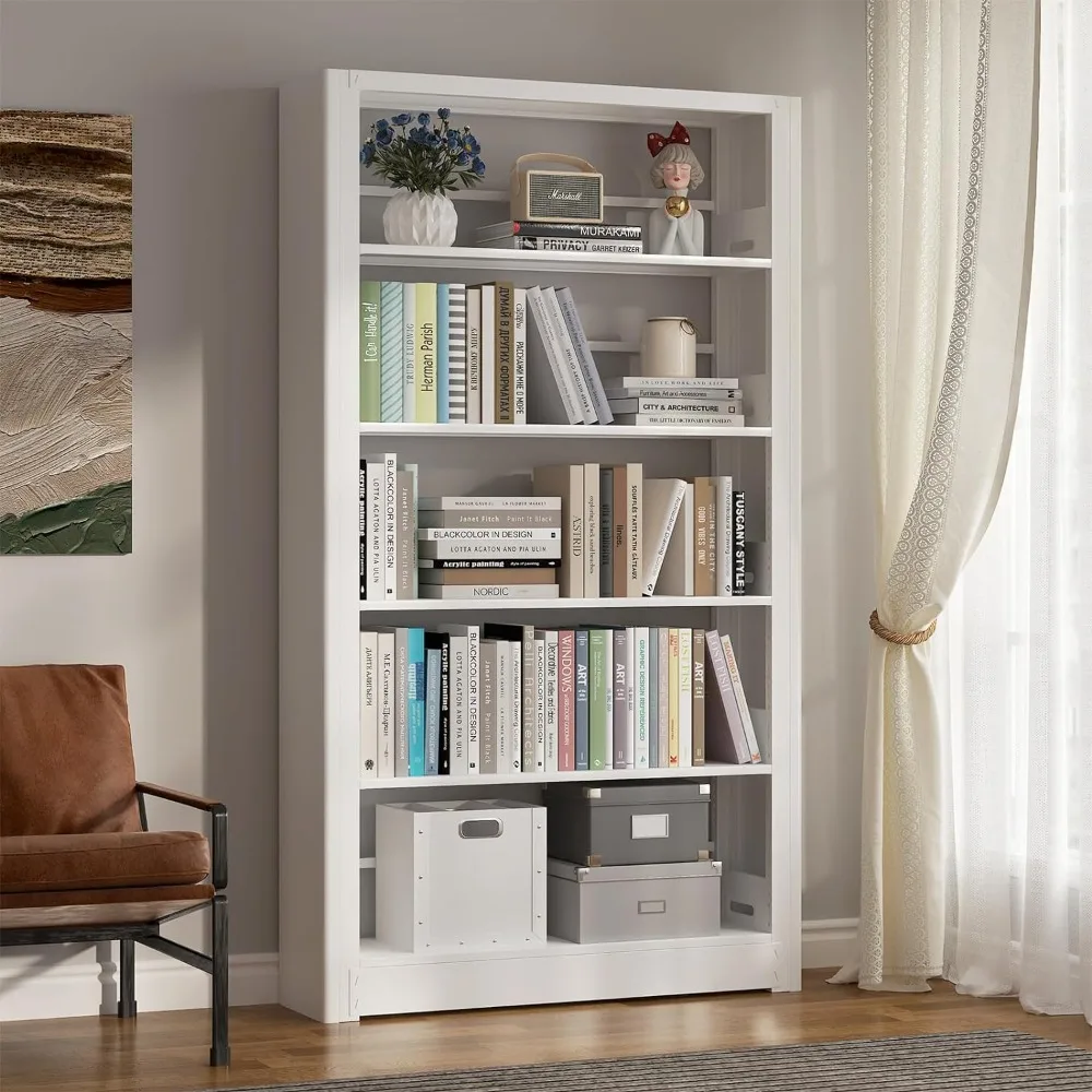 Bookshelves with 5 Adjustable Shelves, Bookshelves