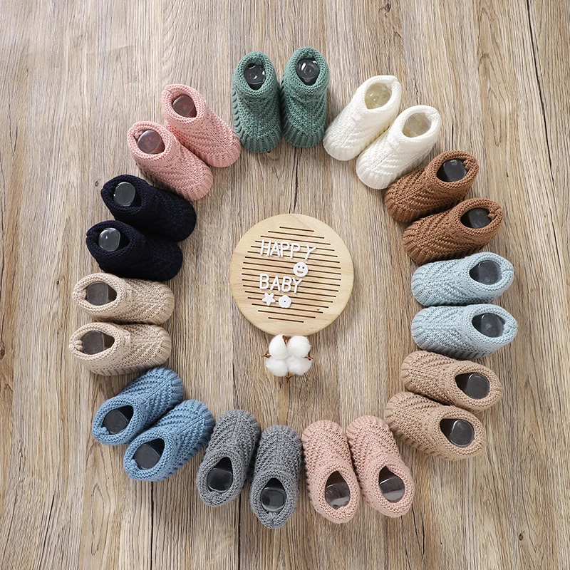 Newborn Baby Shoes Knit Infant Boy Girl Bed Boots Fashion Solid Warm Toddler Chlidren Footwear 0-18M Slip-on Clothes Accessories