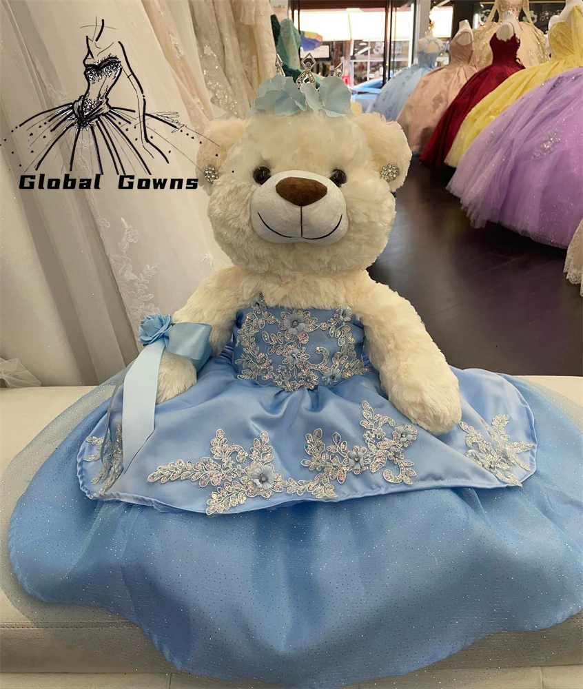 

Sky Blue Special Link For Personalized Quinceanera Teddy Bear Dress Exquisite Tiered Appliques