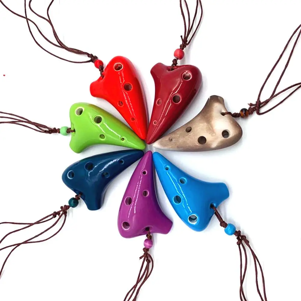 YFASHION 6 Holes Ceramic Ocarina Sc Tone Mini Ocarina Musical Instrument With Lanyard Music Score For Music Lover Beginner