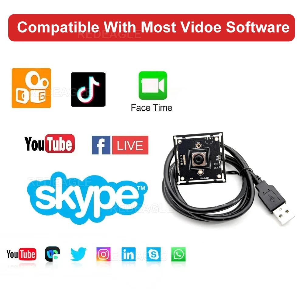 USB Webcam Module 12MP HD IMX362 Sensor Autofocus Camera No Distortion Lens UVC OTG Plug and Play 4K IMX179 PC Usb Camera