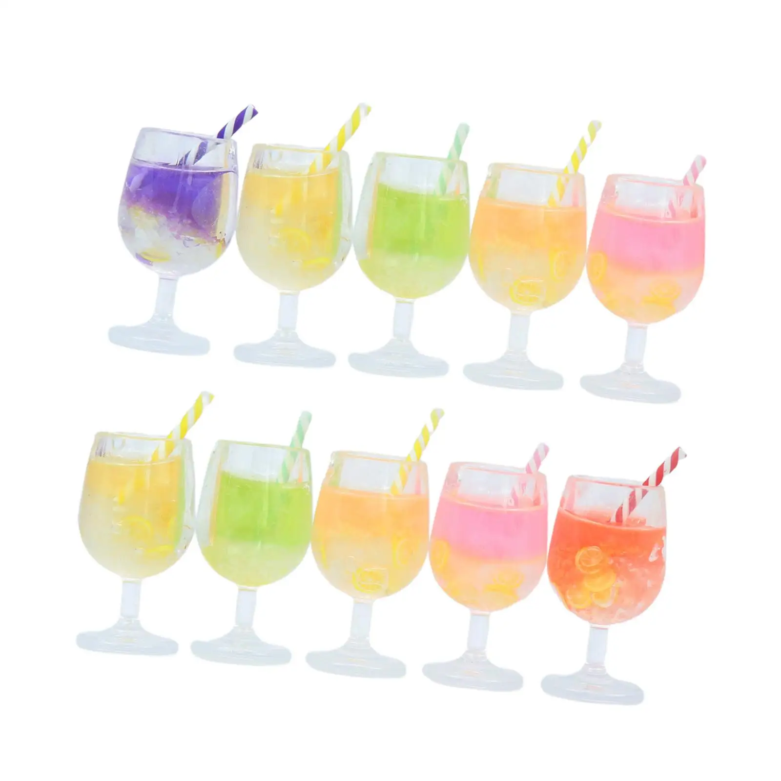 10 Pieces 1:12 Bottle Charms Simulated Juice Adornment Toy for Miniature Scene Accessories Architectural Micro Landscape Layout