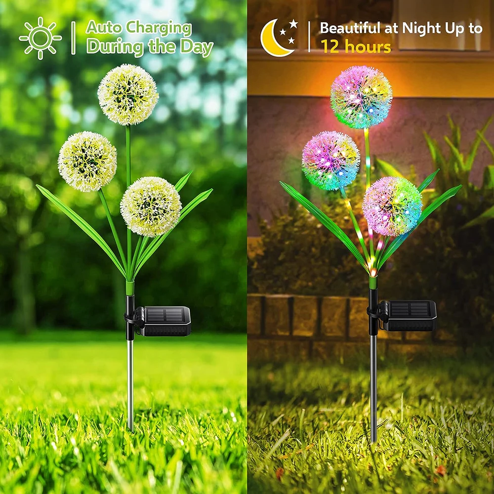 Słoneczna lampa kwiat mniszka zewnętrzne wodoodporne LED oświetlenie dekoracyjne na podwórko i zewnętrzne dekoracje ogrodowe na Patio