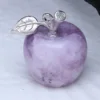 Apple Natural Stone Amethyst Agate Rose Quartz Artwork Healing Energy Fruit Sculpture Christmas Decorative Pendant Gift 5