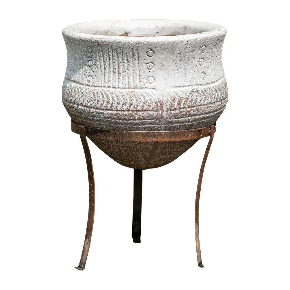 

Large-scale art flowerpot with iron frame plant potted flower arrangement floor decoration